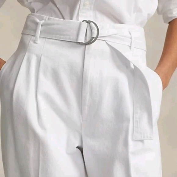 Polo Ralph Lauren Womens Pants Size 8 White Belted Wide Leg Denim - Picture 6 of 9